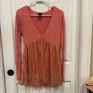 Rue21 Pink and Orange Lace Tunic